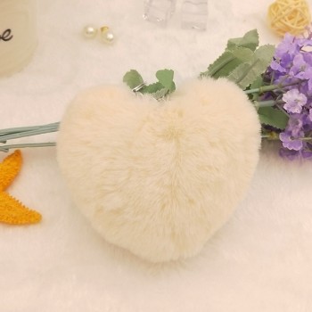 10CM Cute Fluffy Heart Keychains Womens Pom Poms Faux Rex Rabbit Fur Key Chains Girl Bag Hang Car Key Ring Jewelry Accessories