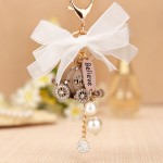 Creative gift cute princess pumpkin car keychain crystal car key holder female rhinestone bag pendant key chain