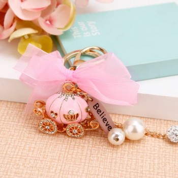 Creative gift cute princess pumpkin car keychain crystal car key holder female rhinestone bag pendant key chain