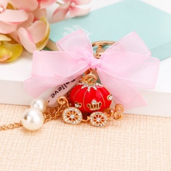 Creative gift cute princess pumpkin car keychain crystal car key holder female rhinestone bag pendant key chain