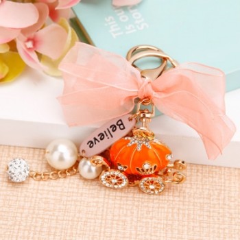Creative gift cute princess pumpkin car keychain crystal car key holder female rhinestone bag pendant key chain