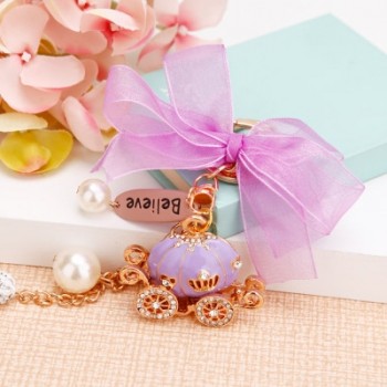 Creative gift cute princess pumpkin car keychain crystal car key holder female rhinestone bag pendant key chain