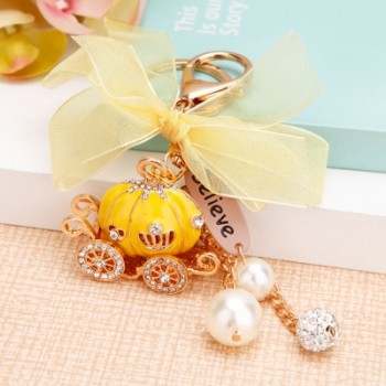 Creative gift cute princess pumpkin car keychain crystal car key holder female rhinestone bag pendant key chain