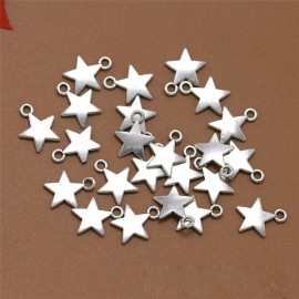 10pcs Silver Small Star Bracelet Findings Anklet Charms Simple Pentagram Necklace Pendant Dangle Earrings Jewelry Making C66