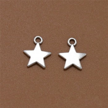 10pcs Silver Small Star Bracelet Findings Anklet Charms Simple Pentagram Necklace Pendant Dangle Earrings Jewelry Making C66