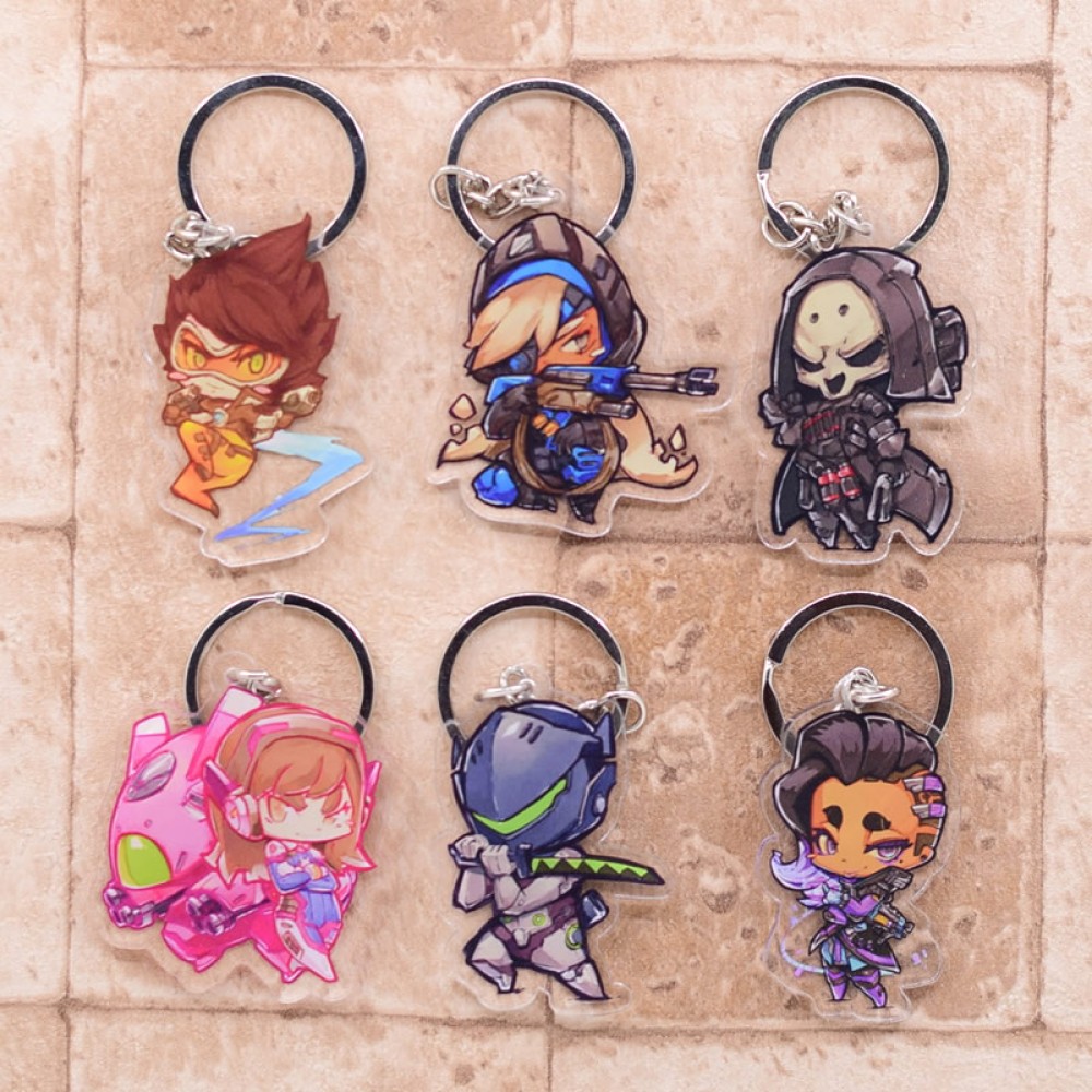Overwatch Keychain Clear Acrylic Key Chain Pendant Anime Accessories Cartoon Key Ring DBS1P