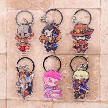 Overwatch Keychain Clear Acrylic Key Chain Pendant Anime Accessories Cartoon Key Ring DBS1P