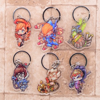 Overwatch Keychain Clear Acrylic Key Chain Pendant Anime Accessories Cartoon Key Ring DBS1P