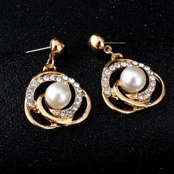 Jiayijiaduo Bridal Jewelry Sets Imitation Pearl Gold-color Wedding for Women Roses Tripe Beads Designed for Women Gifts