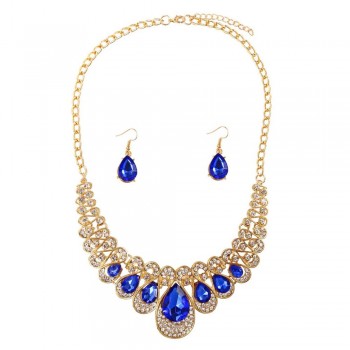 Hot African female costume Jewelry set for women Gold Necklace earrings set wedding party bridal Crystal Jewelry Sets