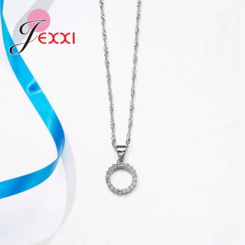 JEXXI Free Shipping New 2018 Cubic Zirconia Jewelry Sets Big Hollow Round Pendants amp; Necklaces Earring S90 Silver Set