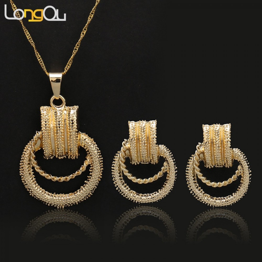 Jewelry Fashion Jewelry 2018 For Women Necklace Earrings Pendant Gold-color spherical For Party Wedding Daily Wear.Send necklace