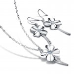 High Quality Sterling Silver Set Jewelry Solid 925 Silver Clover Earrings Necklace Set Woman Wedding Accessories Gifts wholesale