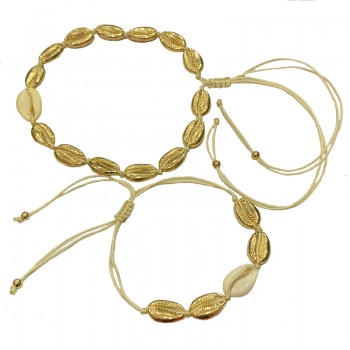 2018 Puka Natural Shell gold cowrie necklace bracelet set women cowry seashell bijoux collier femme bohemian jewellry