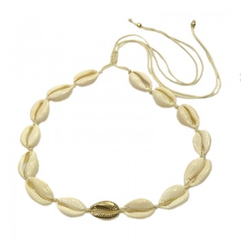 2018 Puka Natural Shell gold cowrie necklace bracelet set women cowry seashell bijoux collier femme bohemian jewellry