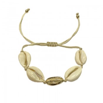 2018 Puka Natural Shell gold cowrie necklace bracelet set women cowry seashell bijoux collier femme bohemian jewellry