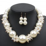 Big Pearls Crystal Jewelry Set Fashion Imitation Pearl Jewelry Sets Women Wedding Bridal Necklace Earrings 2 Pcs Dropshpping