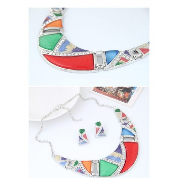 Kymyad Boutique Crystal Jewelry Sets For Women Set Turkish Jewelry Bijoux Enamel Moon Pendant Jewelry Set Party Dress Accessory
