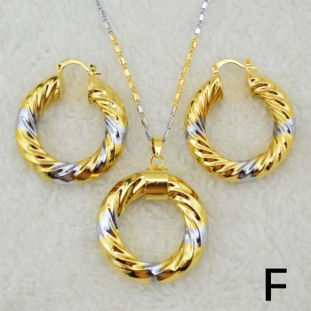 Ethlyn New arrival Ethiopian double color Round necklace earrings sets Gold Color Dubai/African/Eritrean jewelry for women S20