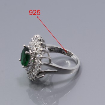 Jolly Green Zircon Zircon Women 4PCS Jewelry Set 925 Sterling Silver Ring Size 6/7/8/9/10 Bracelet Length 18+2 CM Z68