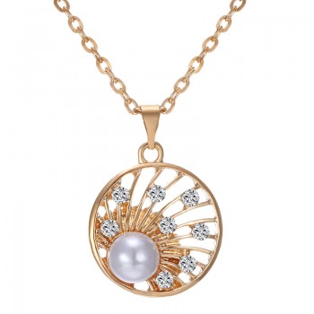 gold Jewelry Set Simulated Pearl Pendant Necklace Earring Ring jewelry Set for women bride wedding jewelry