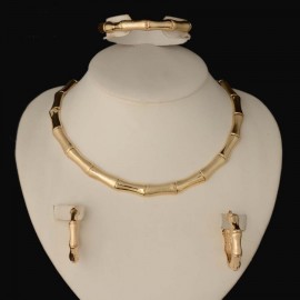 2018 HOT dubai Filled Women Party Jewelry Set Women Wedding Necklace Bracelet Earring Ring African Beads Jewelry Set