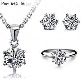 square sharp earrings necklace jewelry set CZ STONE very nice jewelry for best girl