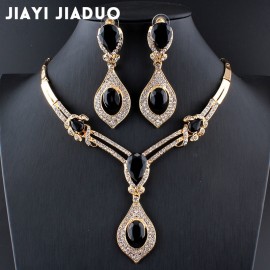 jiayijiaduo American fashion wedding jewelry sets Gold-color Charm women summer clothing accessories days blue crystal wholesale