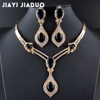 jiayijiaduo American fashion wedding jewelry sets Gold-color Charm women summer clothing accessories days blue crystal wholesale
