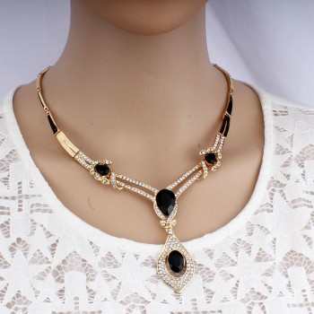 jiayijiaduo American fashion wedding jewelry sets Gold-color Charm women summer clothing accessories days blue crystal wholesale