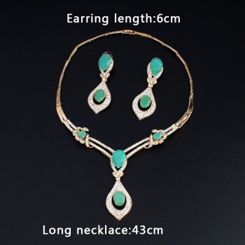 jiayijiaduo American fashion wedding jewelry sets Gold-color Charm women summer clothing accessories days blue crystal wholesale