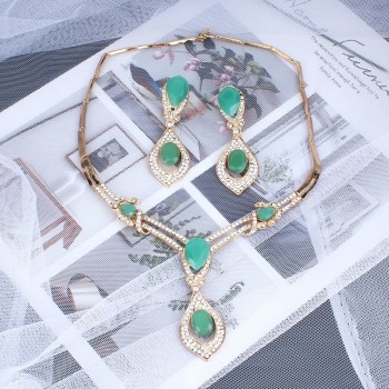 jiayijiaduo American fashion wedding jewelry sets Gold-color Charm women summer clothing accessories days blue crystal wholesale