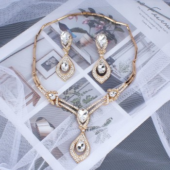 jiayijiaduo American fashion wedding jewelry sets Gold-color Charm women summer clothing accessories days blue crystal wholesale