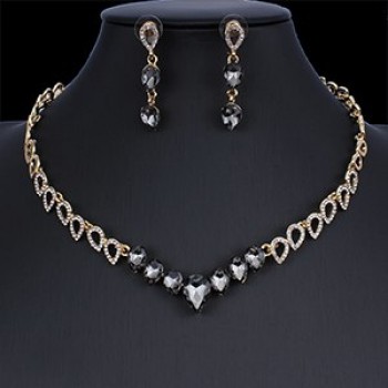 jiayijiaduo Exquisite Crystal Necklace Earring Sets for Cute Womens Dresses Accessories Gift Jewelry Set dropshipping new