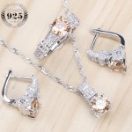 Bridal Jewelry Sets Zirconia Stone Earrings For Women Wedding 925 Sterling Silver Jewelry With Ring Pendant Necklace Set