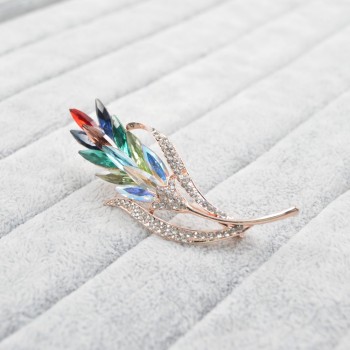 CINDY XIANG Multi-color Crystal Wheat Brooches for Women Rhinestone Brooch Pin Fashion Jewelry Coat Dress Corsage Flower Style