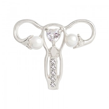 Crystal uterus microscope Gold Silver jewelry Medical brooches Collection scalpel stomach tooth pins for Doctor friend