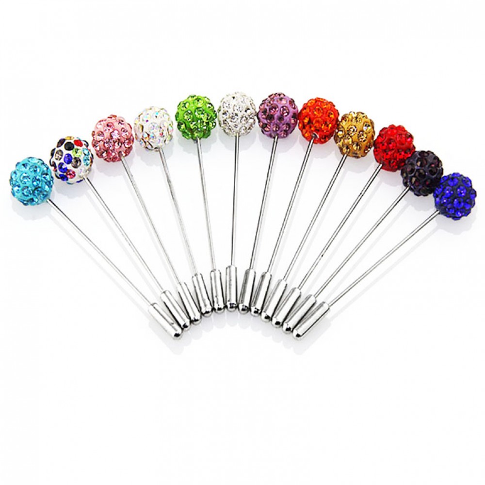 12 Pcs Set 2018 New Fashion 10mm Crystal Ball Brooch Pin Muslim Hijab Scarf Pins Scarf Clip Wedding Pin For Women