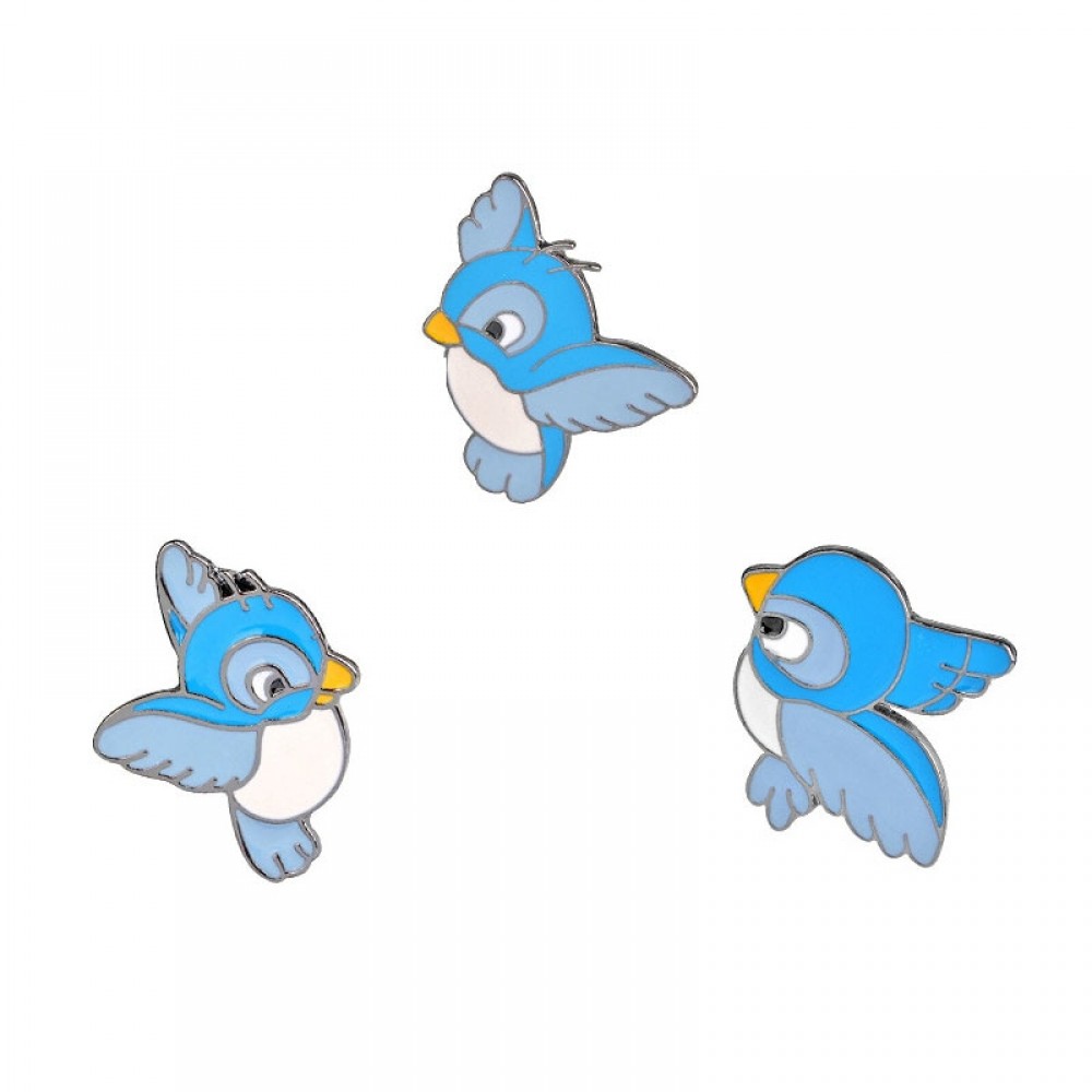 Fashion Cute Blue Bird Branch Pins Alloy Birds Brooches Enamel Jacket Pin Buckle Shirt Badge Brooch Gift For Boy Girl