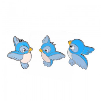 Fashion Cute Blue Bird Branch Pins Alloy Birds Brooches Enamel Jacket Pin Buckle Shirt Badge Brooch Gift For Boy Girl