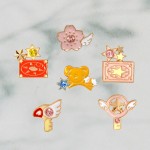 6pcs/set Cute Pink Card Captor Sakura Kero Sword Kinomoto Star Wand Key Enamel Pin Lapel Pin Badge Japanese Anime collection