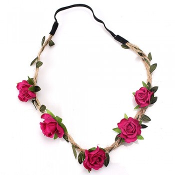 M MISM Charming Handmade Festival Wreath Crown For Woman Girls Bridal Wedding Hair Accessories Rose Flower Garland Headband