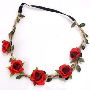 M MISM Charming Handmade Festival Wreath Crown For Woman Girls Bridal Wedding Hair Accessories Rose Flower Garland Headband