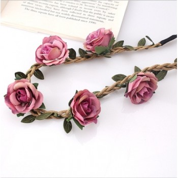M MISM Charming Handmade Festival Wreath Crown For Woman Girls Bridal Wedding Hair Accessories Rose Flower Garland Headband