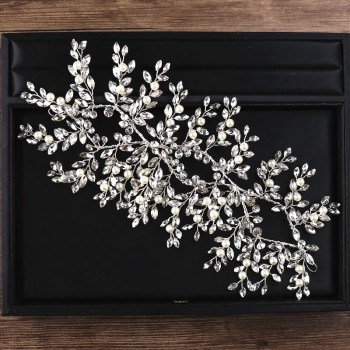 Women Crystal Headband Hair Accessories For Wedding Bride Rhinestone and Pearl Headband Head Jewelry Thiara