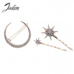 JOOLIM Jewelry Wholesale 3PCS/ Set  Starburst Pave Moon Hair Pin Star  Hair Clip Barrettes Jewelry  Nickel and Lead Free