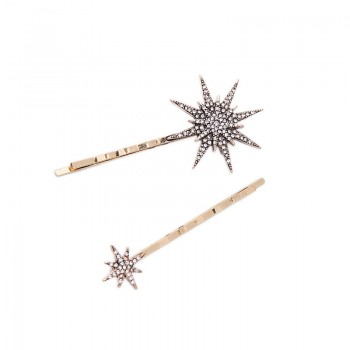 JOOLIM Jewelry Wholesale 3PCS/ Set  Starburst Pave Moon Hair Pin Star  Hair Clip Barrettes Jewelry  Nickel and Lead Free