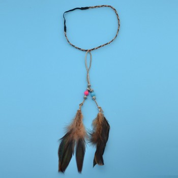 Find Me Vintage Bohemia Feather Long Tassel Headbands Women 2017 Fashion Brand Ethnic Beads Hair Jewelry Rope Chain Hair Band
