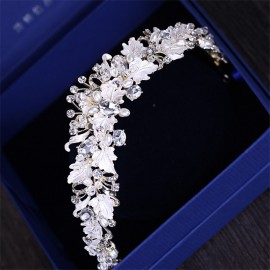 CC Tiaras And Crwons Hairbands Baroque Pearl Engagement Wedding Hair Accessories For Bride Jewelry Rhinestones Leaf Shape XY113