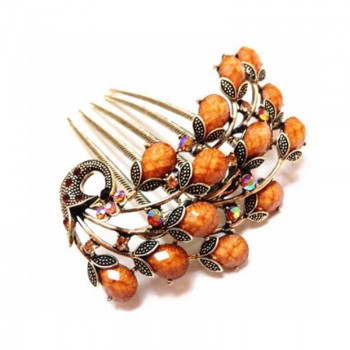 Beautiful Peacock Hair Combs Top Hair Jewelry Gifts Gold Metal Hairpin Resin Crystal Vintage Hair Clip Wedding Hair Accessories